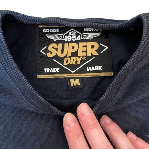 GUC Superdry men’s t-shirt, embroidery patches, navy blue, size medium. - Picture 5 of 12